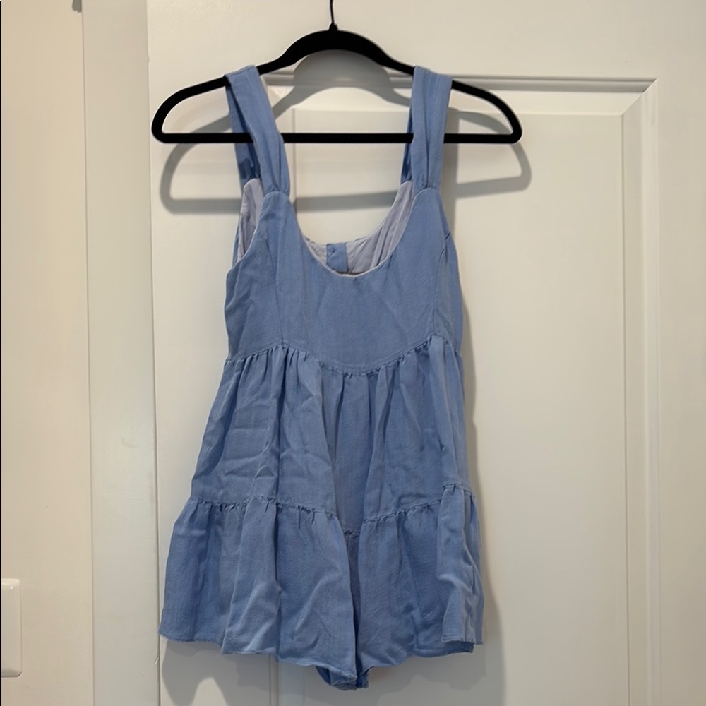 Blue Button-Down Ruffle Dress - Picture 2 of 3